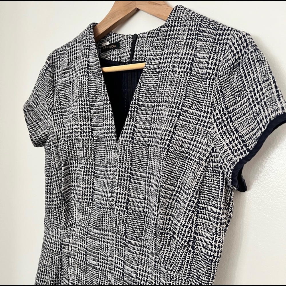 Escada Short Sleeve Glen Check Sheath Dress - Picture 2 of 8